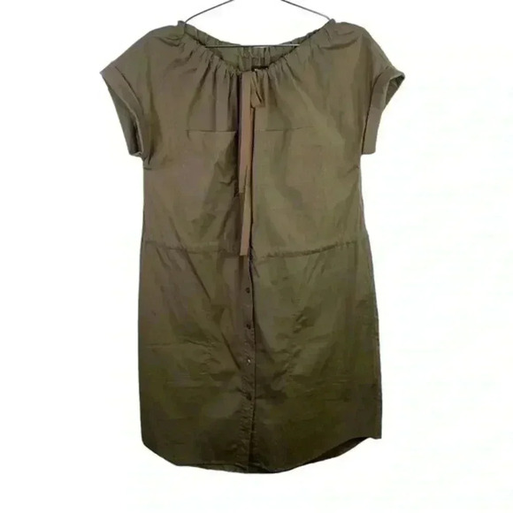 Theory Olive Green‎ Laela Off the Shoulder Shirtdress - Picture 1 of 7